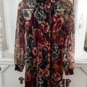 Nina Leonard Multicolor Floral Midi Dress